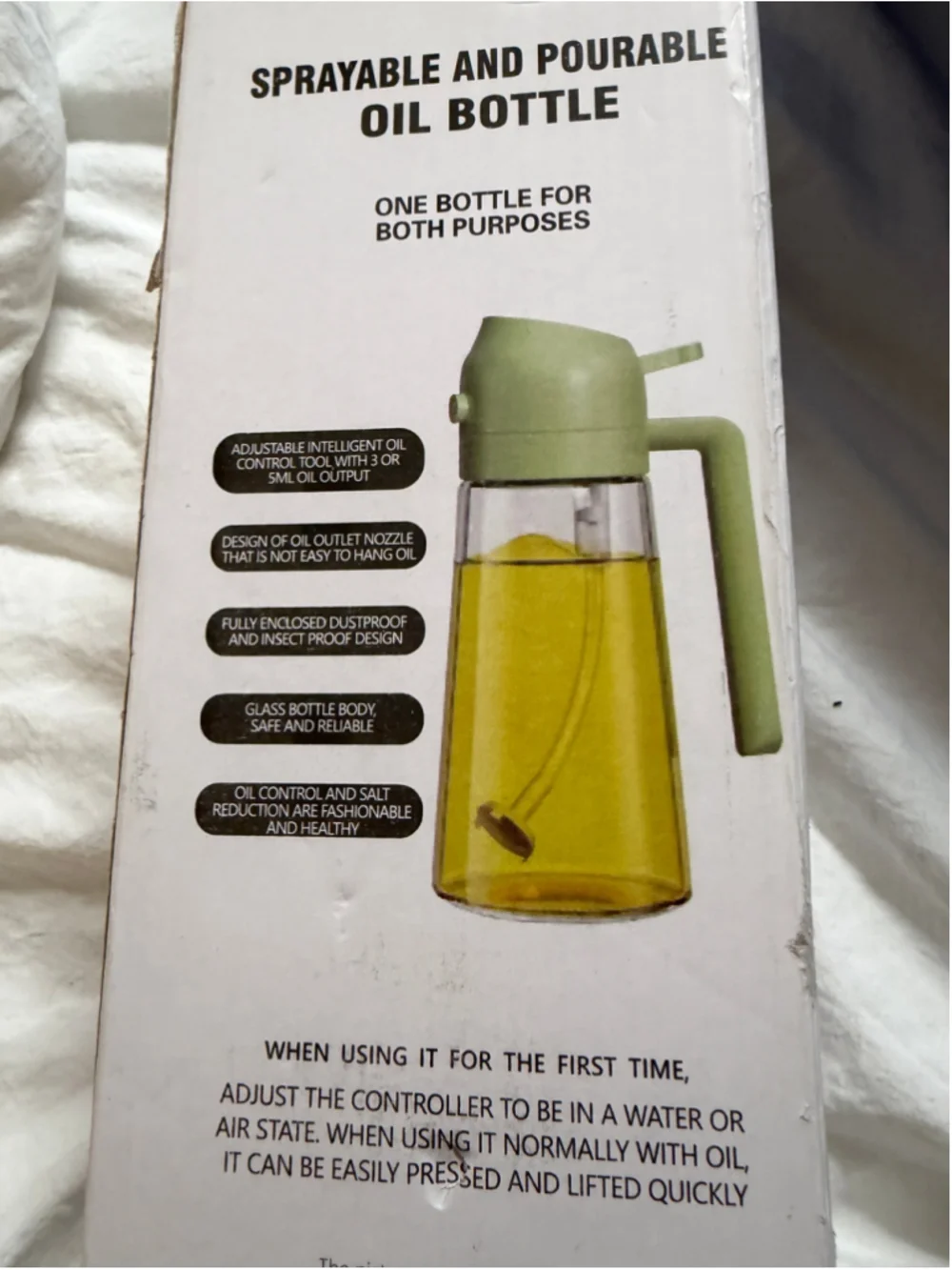 NEW 16oz Olive Oil Sprayer for Cooking, 2 in 1 Oil Dispenser Sunlight Shielding